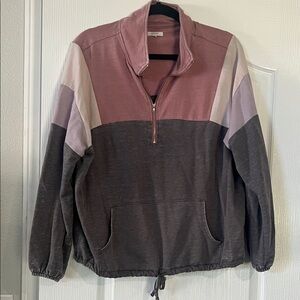 Maurices Colorblock Zip-Up Hoodie in Pink and Gray